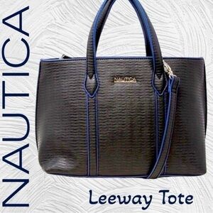 NAUTICA Leeway Tote & Crossbody Bag-Black w/Blue Trim